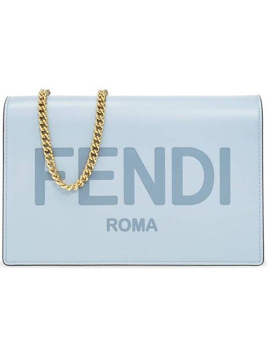 Logo Chain Small Long Wallet Light Blue - FENDI - BALAAN 1