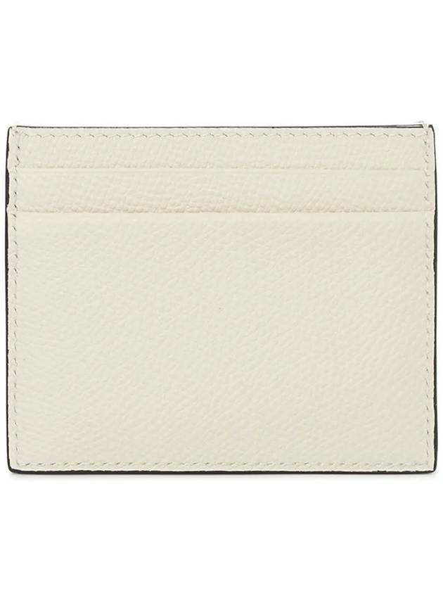 V Logo Signature Grainy Calfskin Card Wallet Ivory - VALENTINO - BALAAN 4