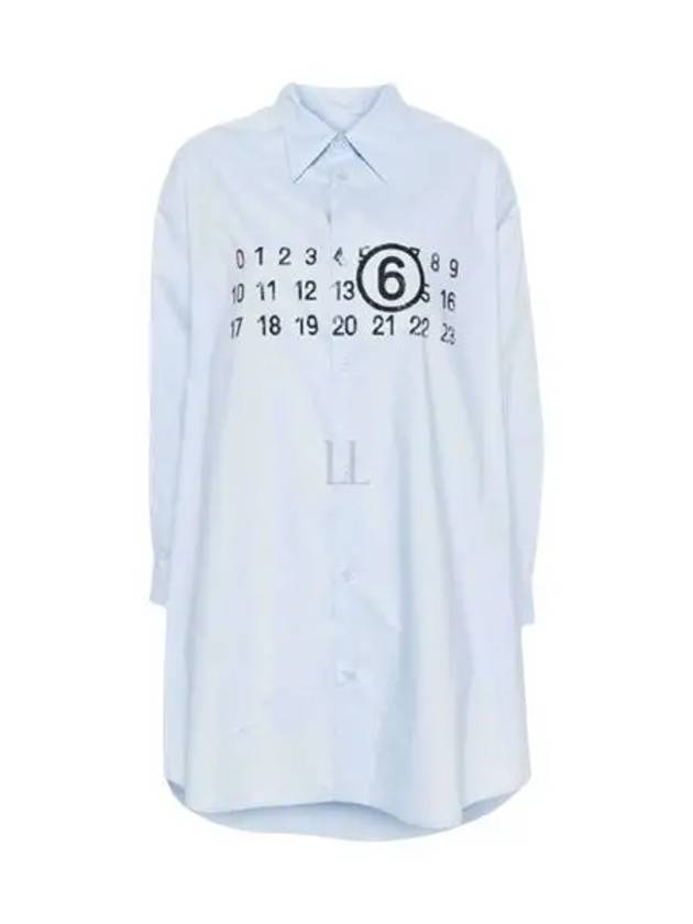 Number Logo Print Shirt Cotton Short Dress Light Blue - MAISON MARGIELA - BALAAN 2