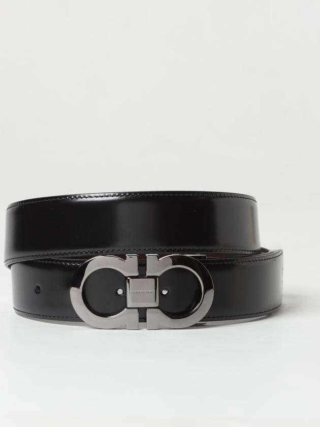 Double Gancini Reversible Leather Belt Black Auburn - SALVATORE FERRAGAMO - BALAAN 2