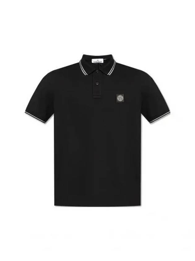 Logo Patch Polo Shirt Black - STONE ISLAND - BALAAN 2