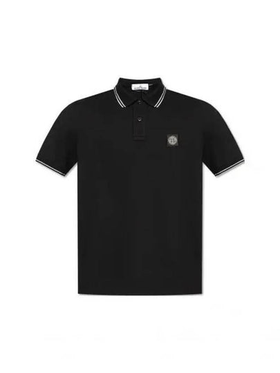 Logo Patch Polo Shirt Black - STONE ISLAND - BALAAN 2