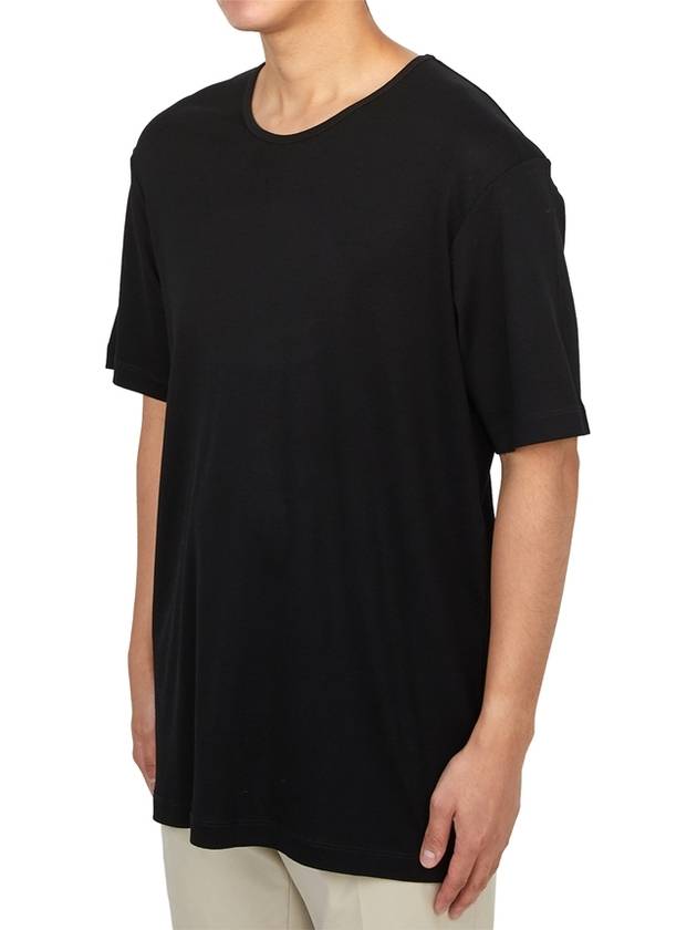 Rib U Neck Short Sleeve T-Shirt Black - LEMAIRE - BALAAN 3