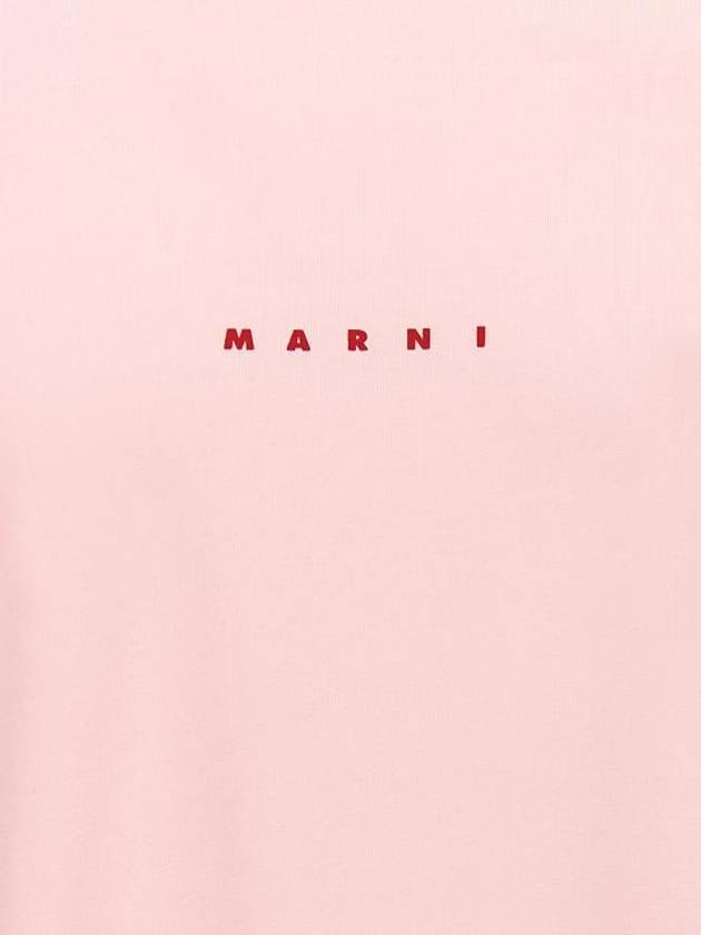 Logo Organic Cotton Short Sleeve T-Shirt Pink Candy - MARNI - BALAAN 5