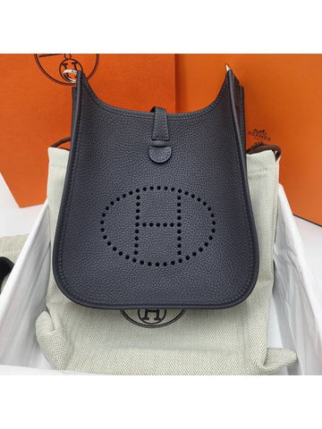 Mini Evelyn 16 Black Cabang Silver Cross Bag H069426CKDS - HERMES - BALAAN 1