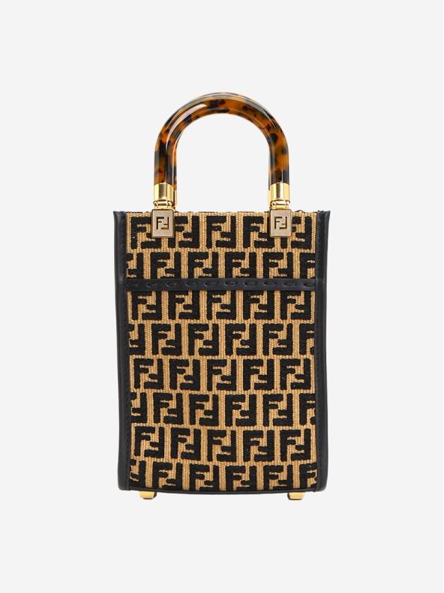 Sunshine FF Motif Small Tote Bag Black Beige - FENDI - BALAAN 4