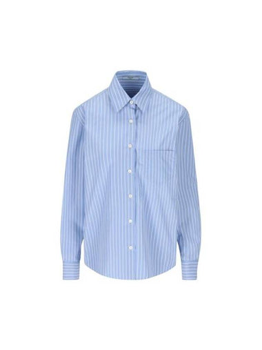 Striped Poplin Shirt Sapphire Blue - PRADA - BALAAN 1