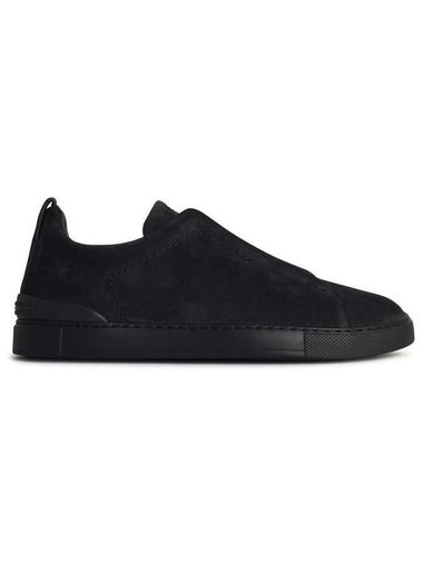 Zegna 'Triple Stitch' Blue Leather Sneakers - ERMENEGILDO ZEGNA - BALAAN 1