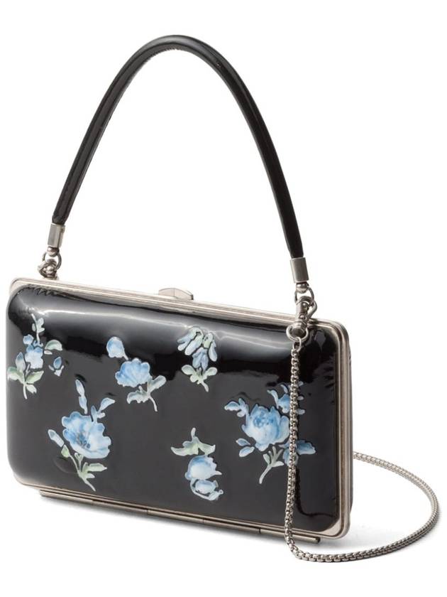 Floral Print Leather Clutch Bag Black - PRADA - BALAAN 5