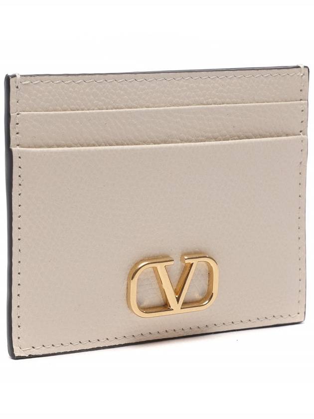 V Logo Signature Card Wallet Ivory - VALENTINO - BALAAN 4