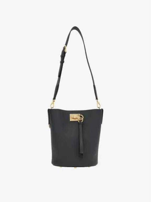 Gold Studio Bucket Bag Black - SALVATORE FERRAGAMO - BALAAN 3