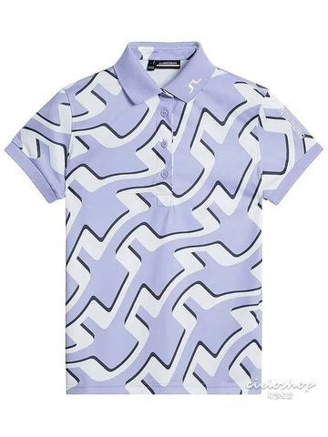 Tour Tech Print Polo Short Sleeve T-Shirt Lavender GWJT08808 - J.LINDEBERG - BALAAN 1