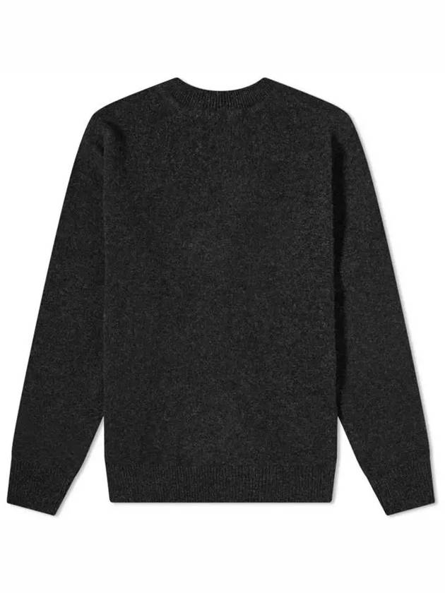 Baby Fox Patch Cosy Round Neck Pullover Wool Knit Top Dark Grey - MAISON KITSUNE - BALAAN 3