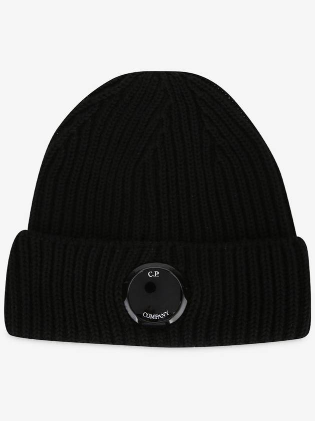 Lens Wappen Extra Fine Merino Wool Beanie Black - CP COMPANY - BALAAN 2