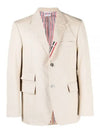 Typewriter Cloth Grosgrain Placket Sport Jacket Beige - THOM BROWNE - BALAAN 2