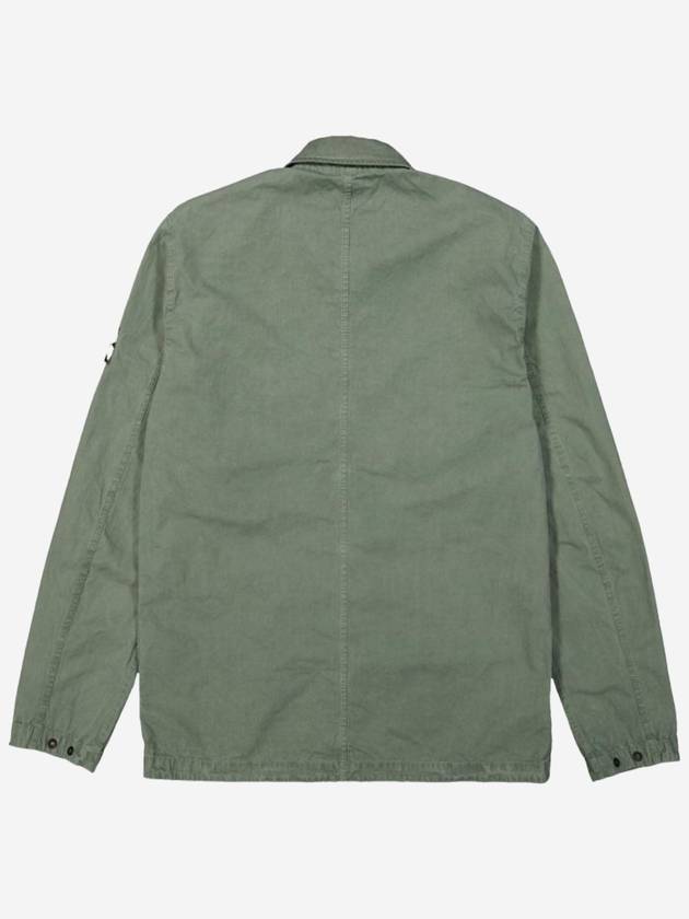 Brushed Organic Cotton Overshirt Jacket Sage Green - STONE ISLAND - BALAAN 3