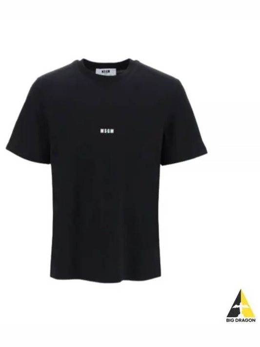 Micro Logo Print Short Sleeve T-Shirt Black - MSGM - BALAAN 2