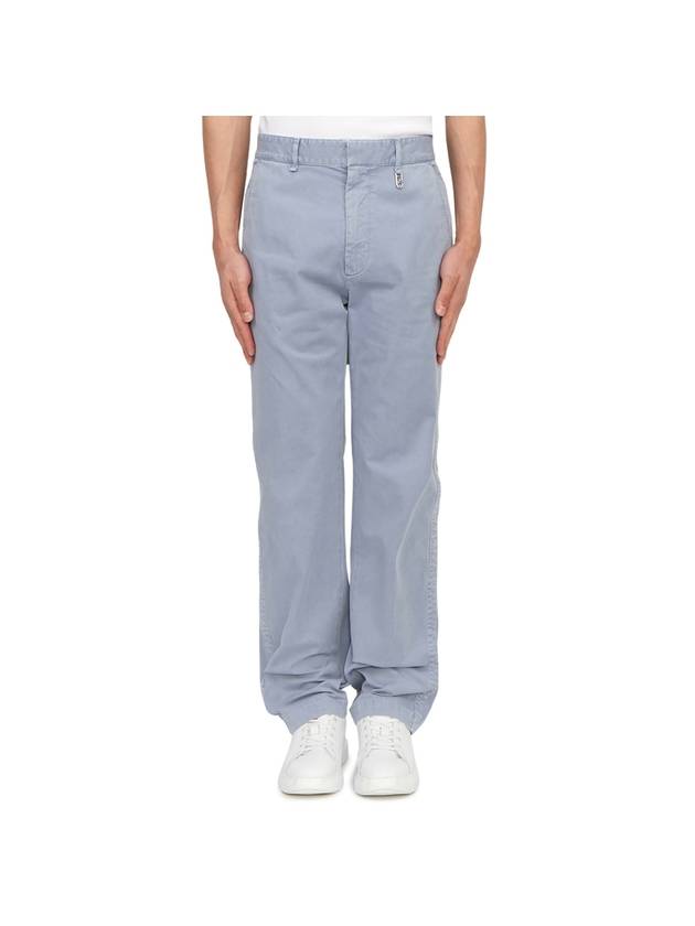 Men's Cotton Straight Pants Blue - FENDI - BALAAN 2