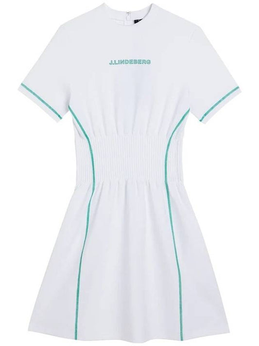 Women s Golf Short Sleeve Crystal Dress White - J.LINDEBERG - BALAAN 1