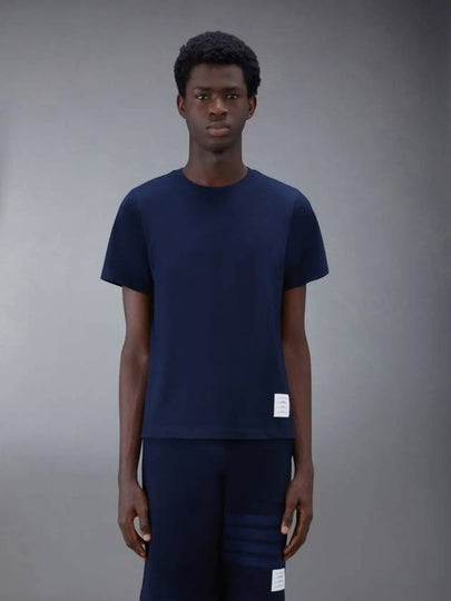 Men's Side Slit Relaxed Short Sleeve T-Shirt Navy - THOM BROWNE - BALAAN 2