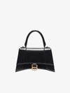 Hourglass Small Tote Bag in Shiny Box Calfskin Black - BALENCIAGA - BALAAN 3