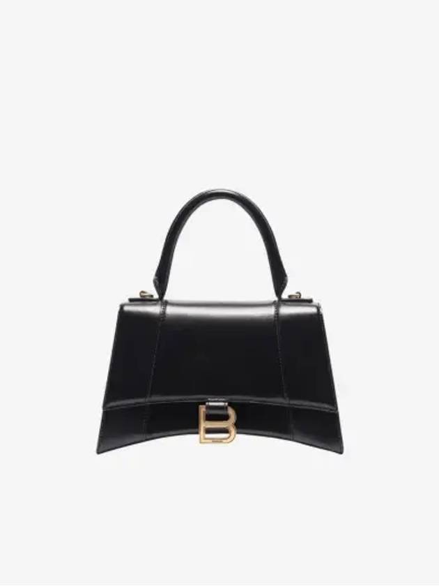 Hourglass Small Tote Bag in Shiny Box Calfskin Black - BALENCIAGA - BALAAN 3