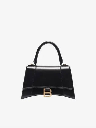 Hourglass Small Tote Bag in Shiny Box Calfskin Black - BALENCIAGA - BALAAN 2