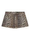 Leopard Print Denim Shorts Brown - GANNI - BALAAN 1