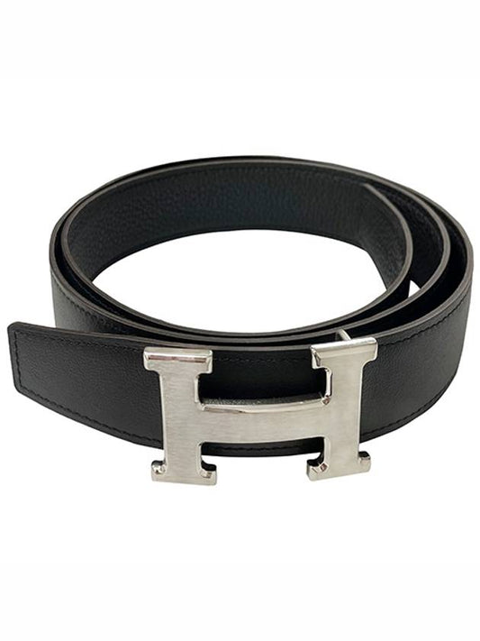 H Buckle 32MM Reversible Leather Belt Black - HERMES - BALAAN 2