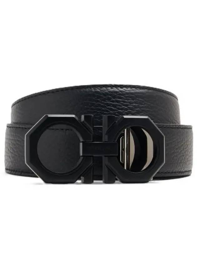 Reversible Gancini Leather Belt Black - SALVATORE FERRAGAMO - BALAAN 2