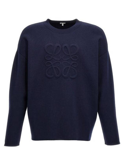 Debossed Anagram Wool Knit Top Navy - LOEWE - BALAAN 2