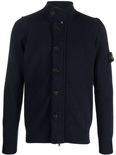 Lambswool Knit Cardigan Navy - STONE ISLAND - BALAAN 2