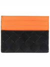 Intrecciato Two-tone Card Wallet Black Tangerine - BOTTEGA VENETA - BALAAN 1