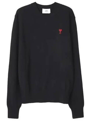 Chain Stitch Heart Logo Merino Wool Knit Men - AMI - BALAAN 1