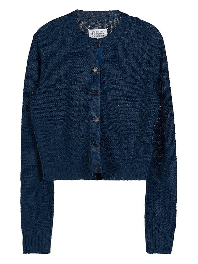 Hemp Basket Weave Knit Cardigan Blue - MAISON MARGIELA - BALAAN 11