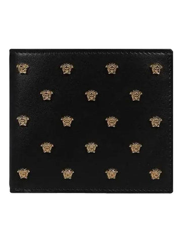 Medusa Head Pattern Stud Bifold Half Wallet Black - VERSACE - BALAAN 1