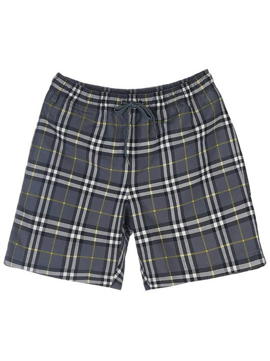 Men's Check Drawcord Swim Shorts Storm Gray - BURBERRY - BALAAN 2