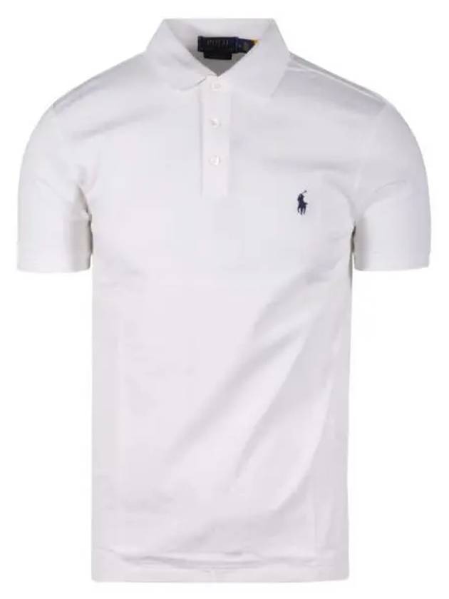 Men's Embroidery Navy Pony Short Sleeve Polo Shirt White - POLO RALPH LAUREN - BALAAN 2