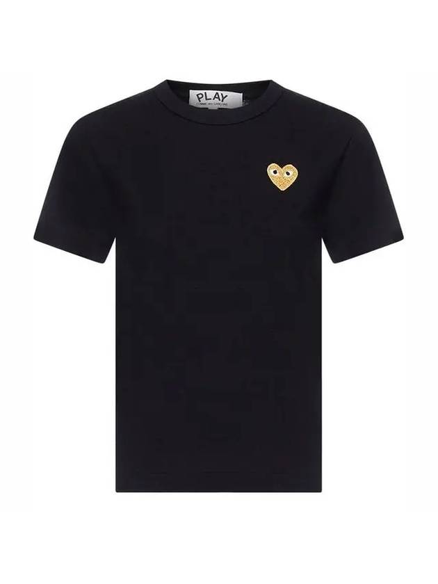 Small Gold Heart Wappen Patch Short Sleeve T-Shirt Black P1 T215 1 - COMME DES GARCONS - BALAAN 1