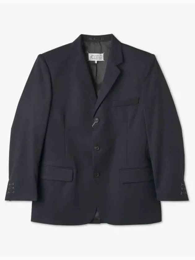 Men's Back Stitch Wool Blazer Jacket Navy - MAISON MARGIELA - BALAAN 2