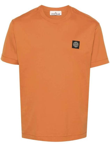 Logo Patch Short Sleeves T-Shirt Orange - STONE ISLAND - BALAAN 1