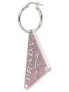 Women's Triangle Logo Earrings Pink - PRADA - BALAAN 3