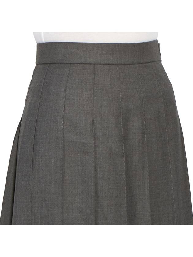 Super 120S Twill Below Knee Pleated Skirt Medium Grey - THOM BROWNE - BALAAN 10