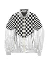 Check Metallic Loose Fit Nylon Jacket Black White - CELINE - BALAAN 1