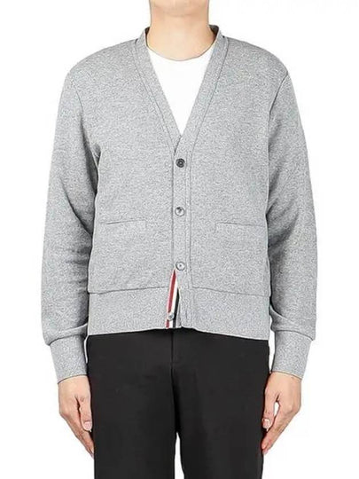 Pique V-Neck Cashmere Cardigan Light Grey - THOM BROWNE - BALAAN 2