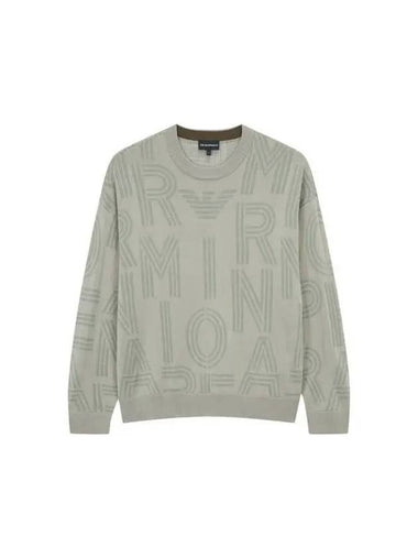 Men s Line Logo Pattern Knit Khaki 271845 - EMPORIO ARMANI - BALAAN 1