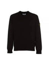 Men's Wappen Patch Crew Neck Knit Top Black - STONE ISLAND - BALAAN 2