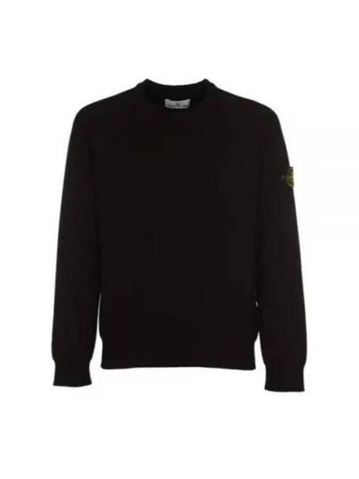 Men's Wappen Patch Crew Neck Knit Top Black - STONE ISLAND - BALAAN 2