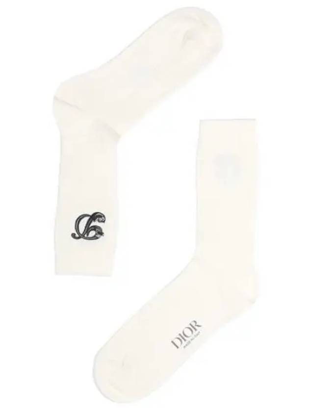 Logo Embroidery Socks Ivory - DIOR - BALAAN 2