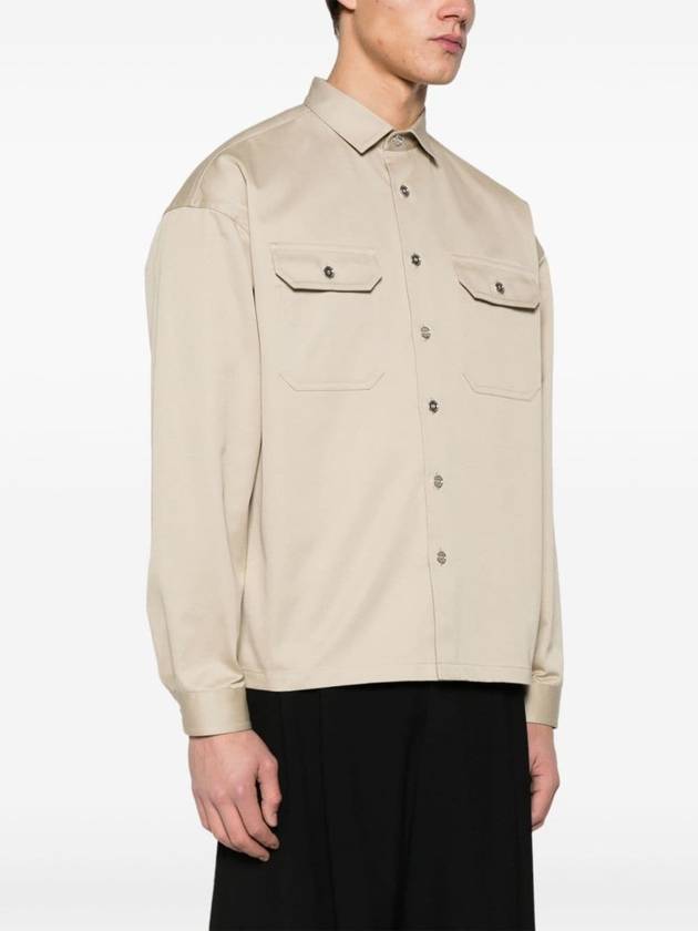 Heavy Cotton Shirt Long Sleeve Beige - PRADA - BALAAN 5